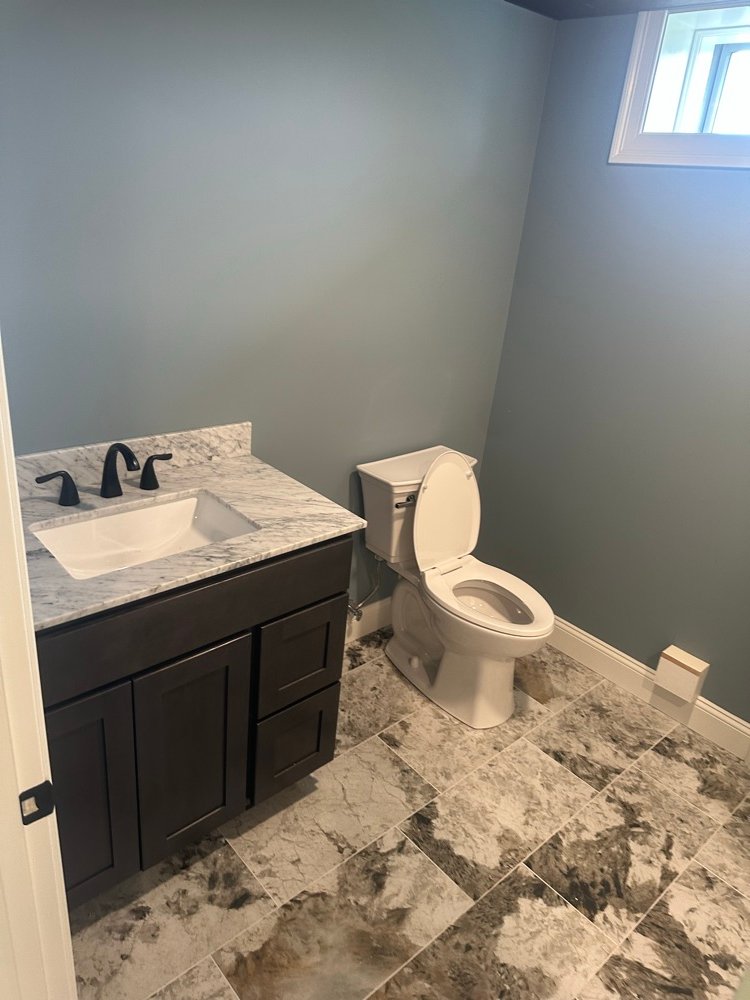 Bathroom vanity and toilet installation